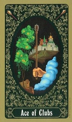 Ace of Clubs - Russian Tarot of St. Petersburg - Tarot Deck by Yury Shakov