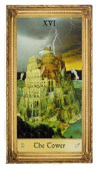 The Tower card from the Sacred Art Tarot deck by André St. Dryden