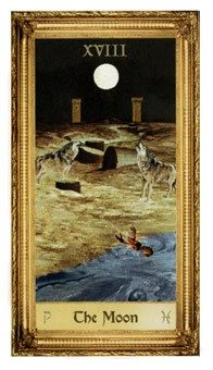The Moon card from the Sacred Art Tarot deck by André St. Dryden