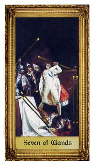 Seven of Wands card from the Sacred Art Tarot deck by André St. Dryden