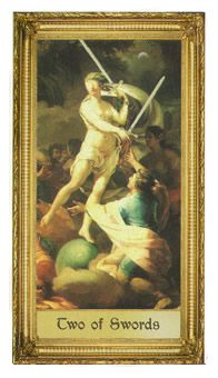 Two of Swords card from the Sacred Art Tarot deck by André St. Dryden