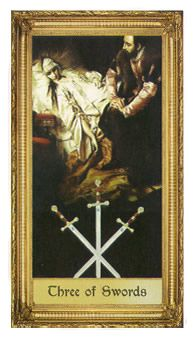 Three of Swords card from the Sacred Art Tarot deck by André St. Dryden