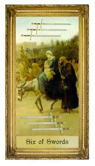 Six of Swords card from the Sacred Art Tarot deck by André St. Dryden