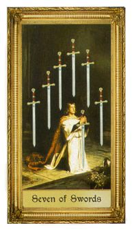 Seven of Swords card from the Sacred Art Tarot deck by André St. Dryden