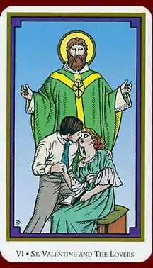 The Lovers card from the Saints Tarot deck