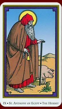The Hermit card from the Saints Tarot deck