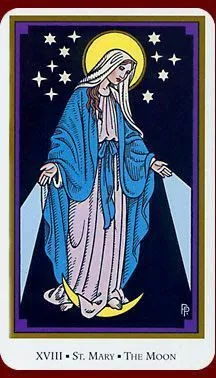 The Moon card from the Saints Tarot deck