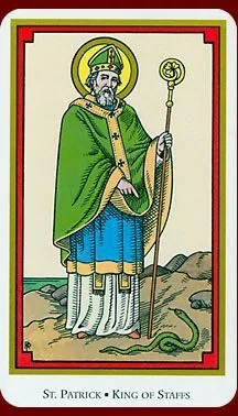 King of Staffs card from the Saints Tarot deck