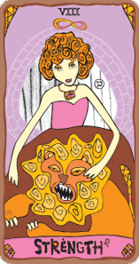 Strength card from the Sakki-Sakki Tarot deck by Monicka Clio Sakki