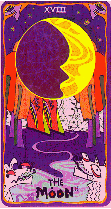 The Moon card from the Sakki-Sakki Tarot deck by Monicka Clio Sakki