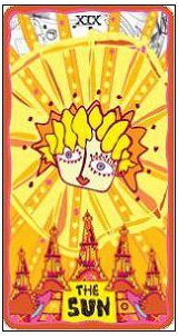 The Sun card from the Sakki-Sakki Tarot deck by Monicka Clio Sakki
