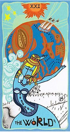 The World card from the Sakki-Sakki Tarot deck by Monicka Clio Sakki