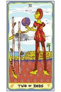 Two of Rods - Sakki-Sakki Tarot - Monicka Clio Sakki