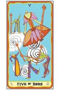 Five of Rods - Sakki-Sakki Tarot - Monicka Clio Sakki