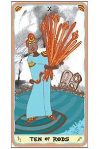 Ten of Rods - Sakki-Sakki Tarot - Monicka Clio Sakki