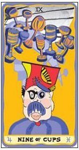 Nine of Cups card from the Sakki-Sakki Tarot deck by Monicka Clio Sakki