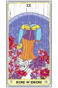 Nine of Coins - Sakki-Sakki Tarot - Monicka Clio Sakki