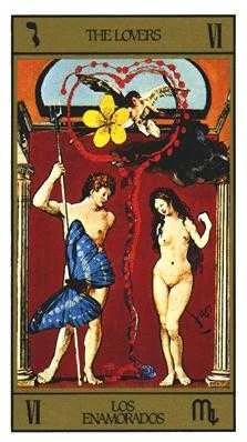 The Lovers card from the Salvador Dali Tarot deck