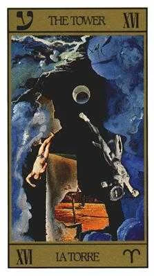 The Tower card from the Salvador Dali Tarot deck