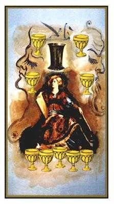 Nine of Cups card from the Salvador Dali Tarot deck