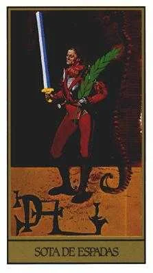 Page of Swords card from the Salvador Dali Tarot deck