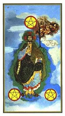 Three of Coins card from the Salvador Dali Tarot deck