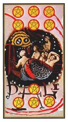 Ten of Coins card from the Salvador Dali Tarot deck