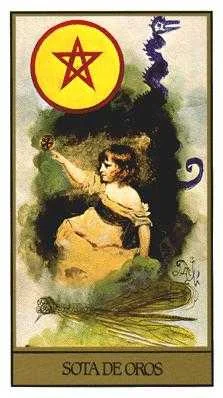 Page of Coins card from the Salvador Dali Tarot deck