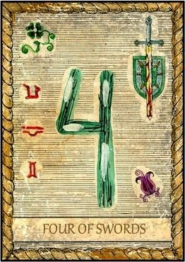 4 of Swords card from the Samiramay Tarot deck