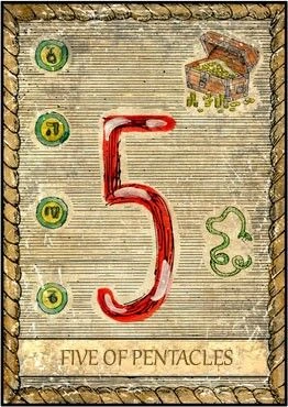 5 of Pentacles card from the Samiramay Tarot deck