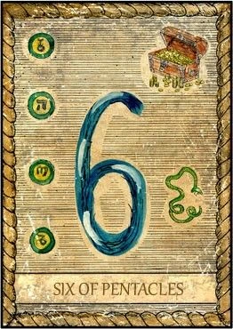 6 of Pentacles card from the Samiramay Tarot deck