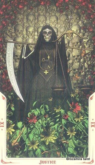 Justice card from the Santa Muerte Tarot deck