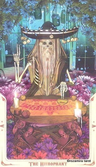 The Hierophant card from the Santa Muerte Tarot deck