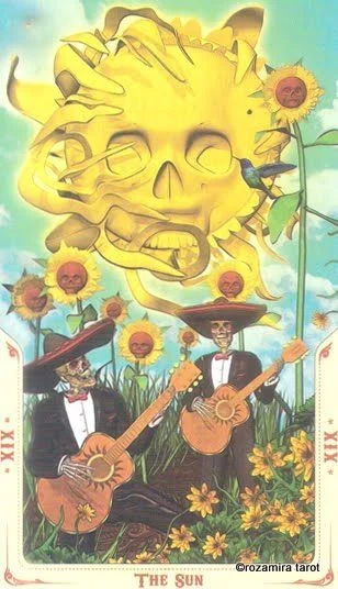 The Sun card from the Santa Muerte Tarot deck