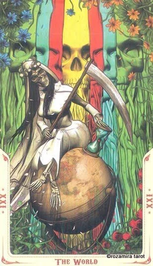 The World card from the Santa Muerte Tarot deck