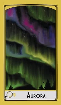 Nine of Pentacles — Aurora card from the Science Tarot deck