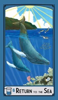 Six of Cups — Return to the Sea card from the Science Tarot deck