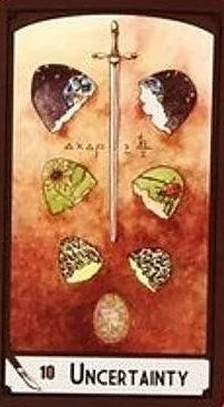 Ten of Swords — Uncertainty card from the Science Tarot deck