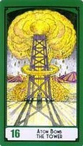 The Tower — Atom Bomb card from the Science Tarot deck
