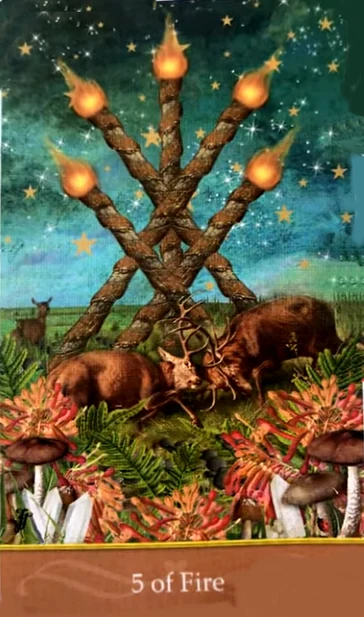5 of Fire - Second Nature Tarot - Jae Larson
