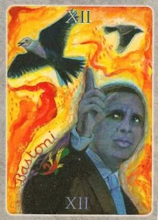 King of Wands card from The Secret Language of Birds Tarot, illustrated by Linda Sutton
