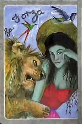 Strength card from The Secret Language of Birds Tarot, illustrated by Linda Sutton