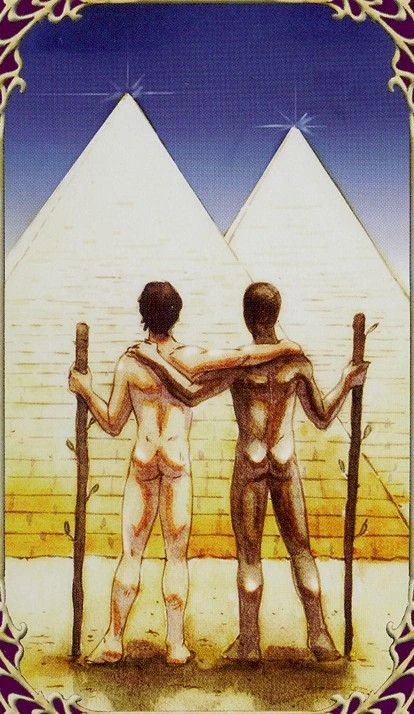 Two of Wands card from Sensual Wicca Tarot