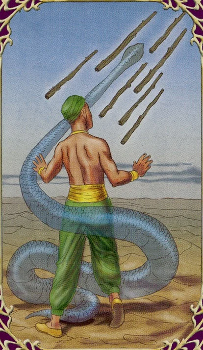 Eight of Wands card from Sensual Wicca Tarot