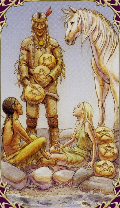 Six of Pentacles card from Sensual Wicca Tarot