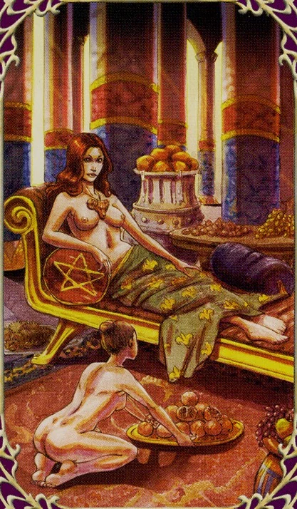 Mother of Pentacles card from Sensual Wicca Tarot