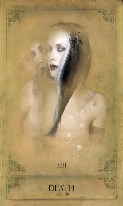 Death card from the Sepia Stains Tarot deck by Bethalynne Bajema