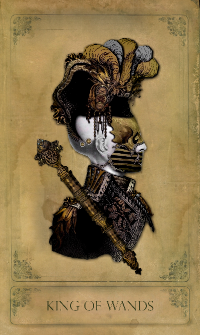 King of Wands card from the Sepia Stains Tarot deck by Bethalynne Bajema