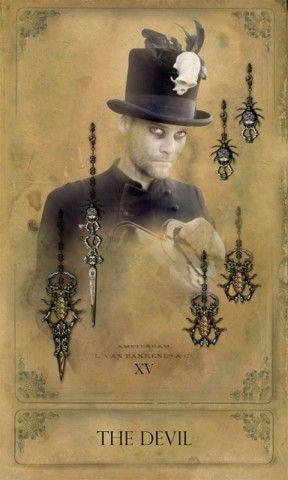 The Devil card from the Sepia Stains Tarot deck by Bethalynne Bajema