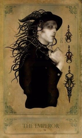 The Emperor card from the Sepia Stains Tarot by Bethalynne Bajema